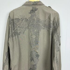 Vintage Calvin Klein Jeans Olive Graphic Cross Military Field Jacket